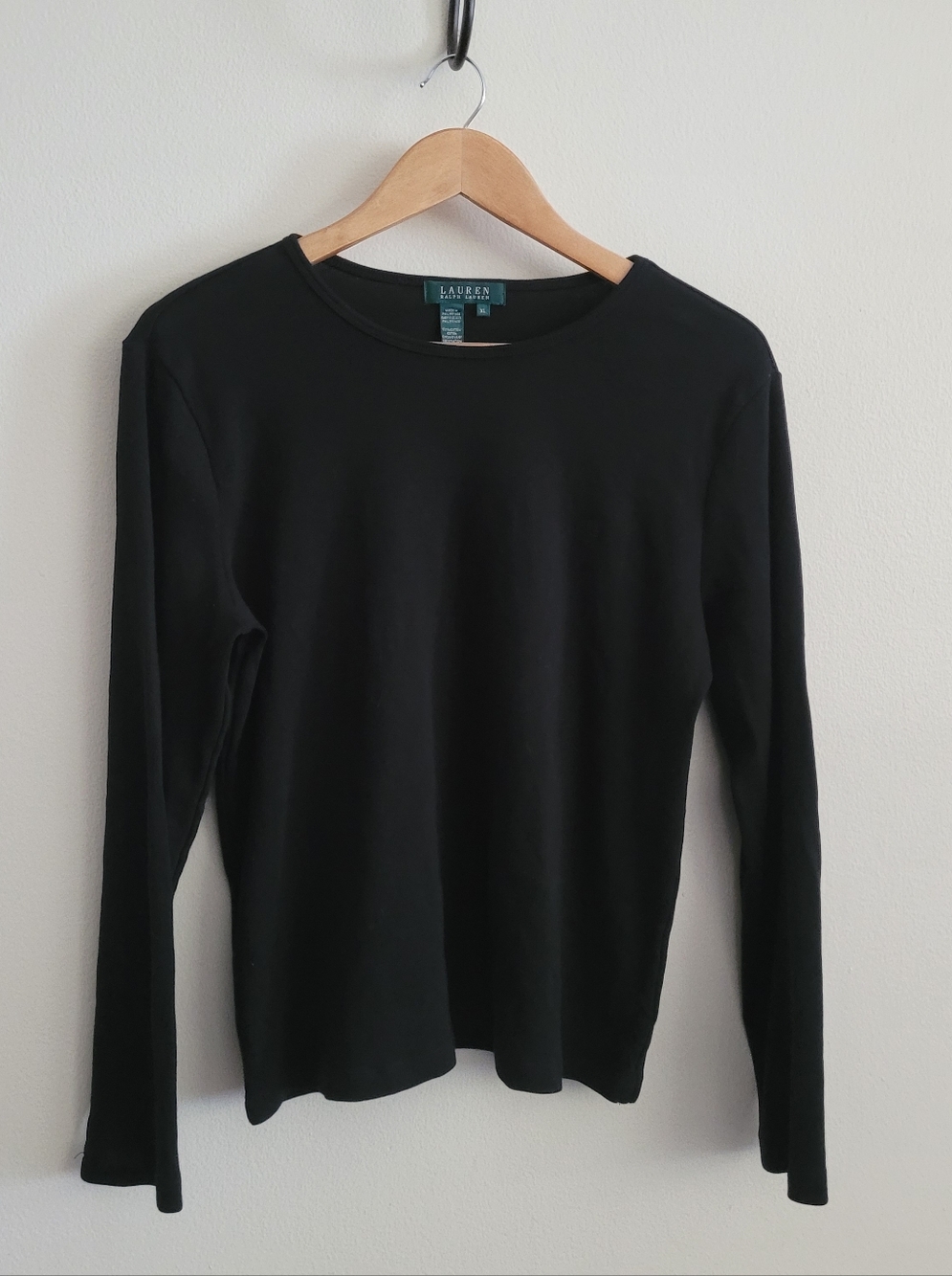 Ralph Lauren Essential Cotton Crew, Women's XL, Classic Black